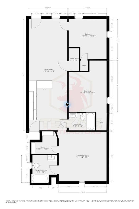 Floor plan with room dimensions — 1080 Sherman St