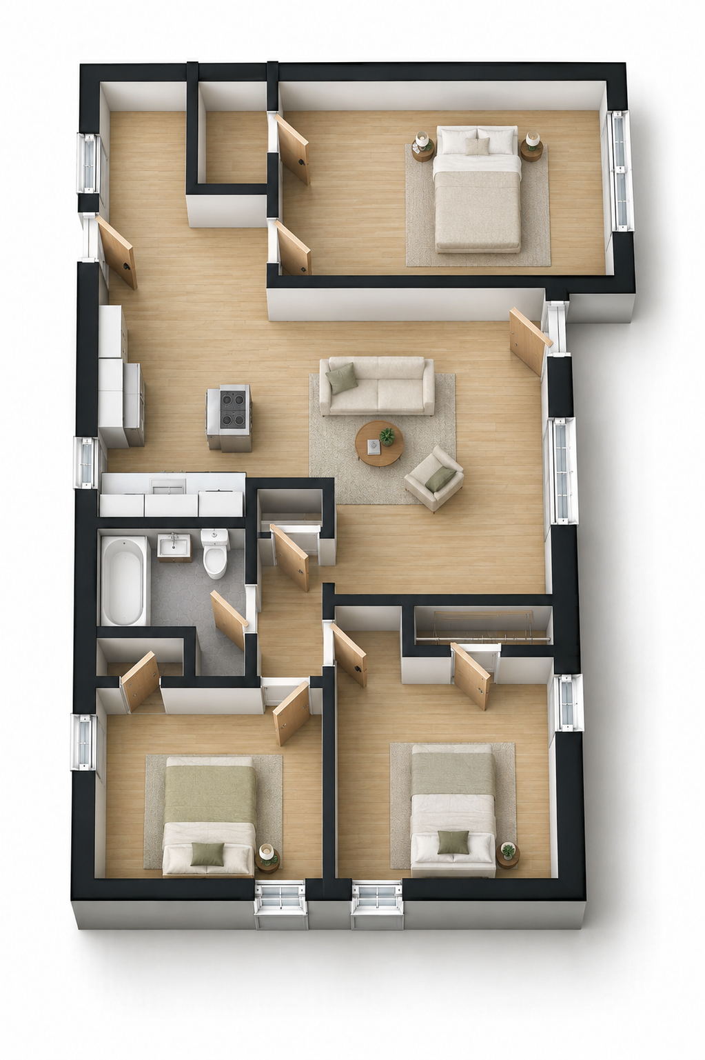 Illustrative 3D layout — 7019 Anderson St