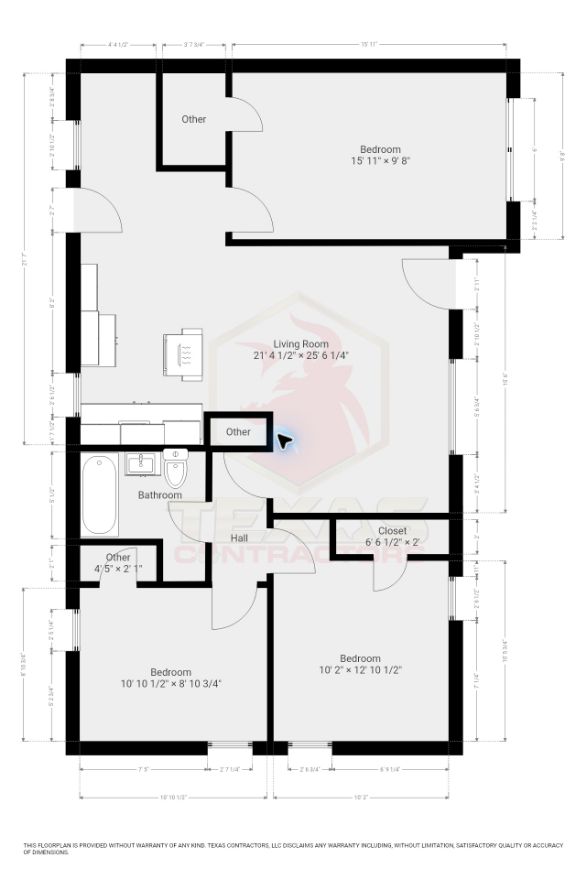 Floor plan with room dimensions — 7019 Anderson St