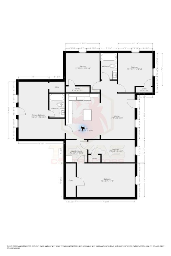 Floor plan with room dimensions — 5584 Bigner Rd