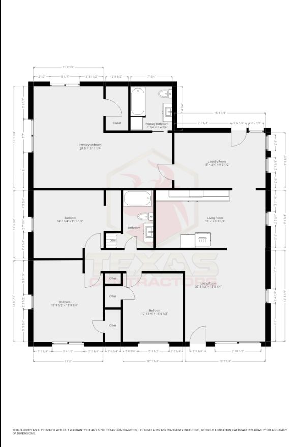Floor plan with room dimensions — 3914 Mc Kinney Ext