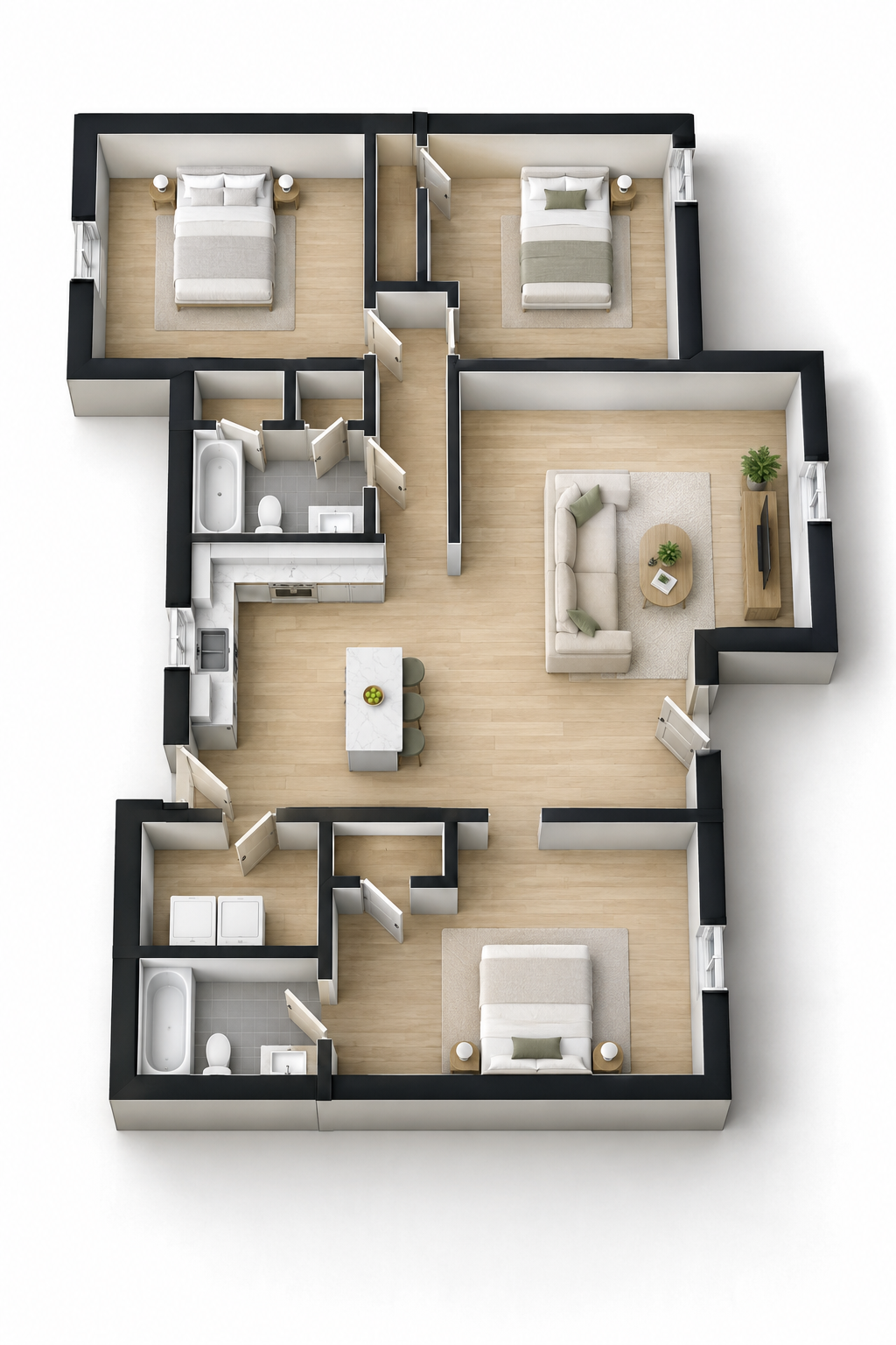 Illustrative 3D layout — 2114 7th St