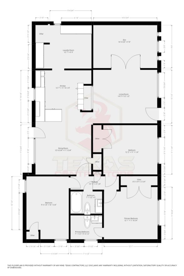 Floor plan with room dimensions — 9115 Shepherd
